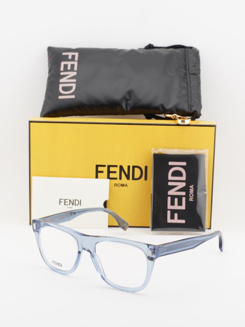 Fendi FE50070I 090 Square Eyeglasses 54mm - Shiny Blue